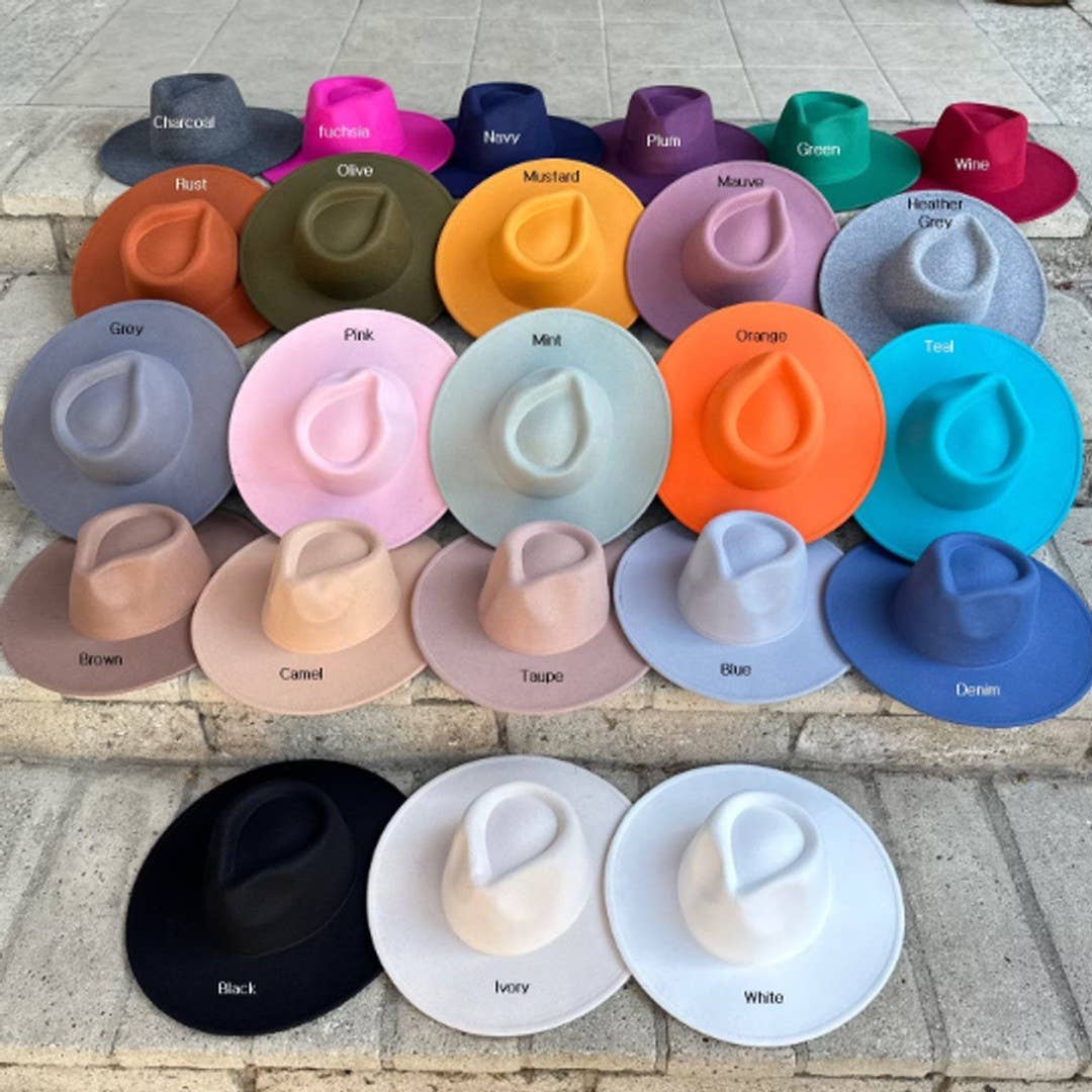 Vegan Felt Wide Brim Rancher Hat in faux felt