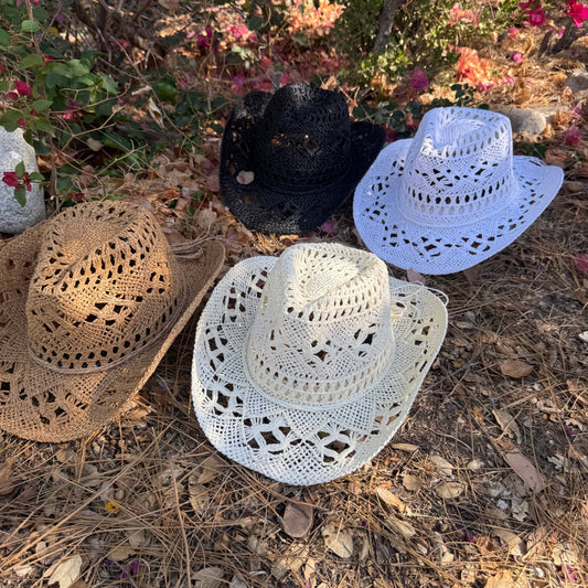 Open Weave Crochet Cowboy Hat – Western Straw