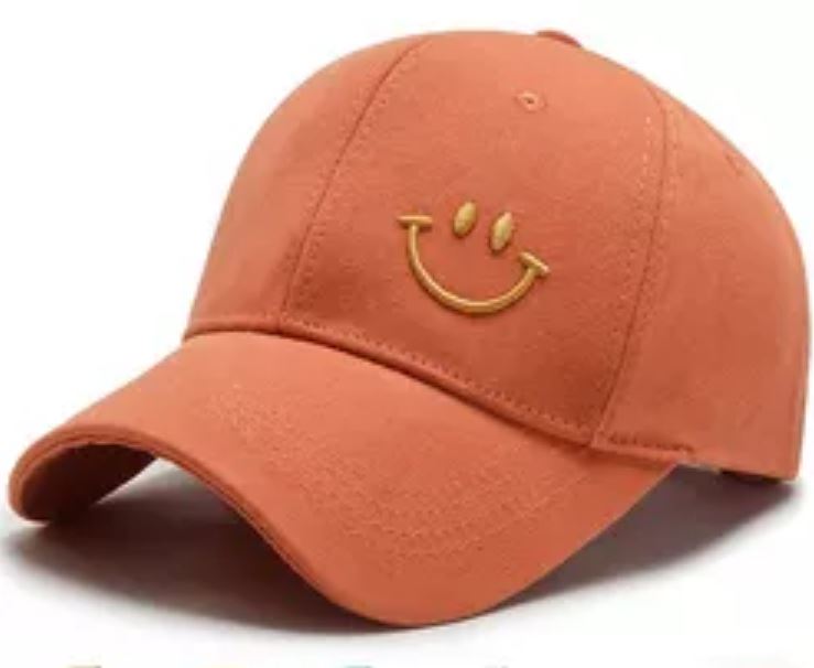 BASEBALL CAP W/ SMILE FACE EMBROIDERY