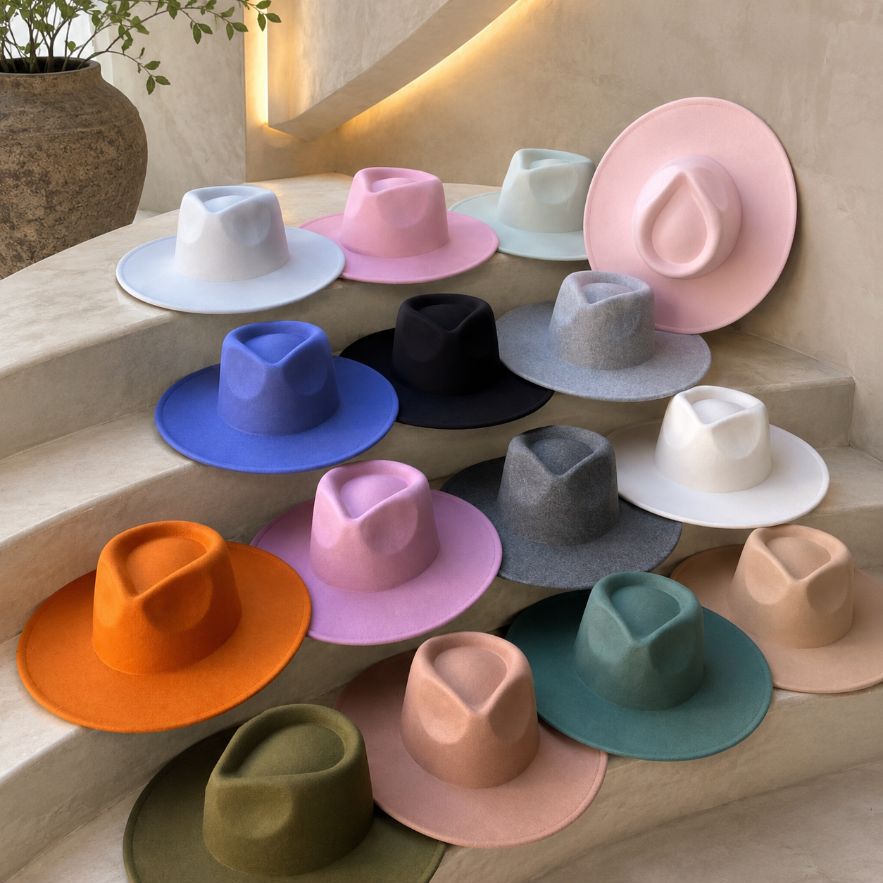 Vegan Felt Wide Brim Rancher Hat in faux felt